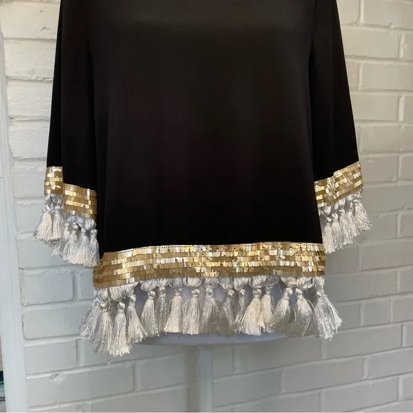 Mestiza New York Shimmy Shimmy Tassel Top Women’s Size Small Sequins Luxury